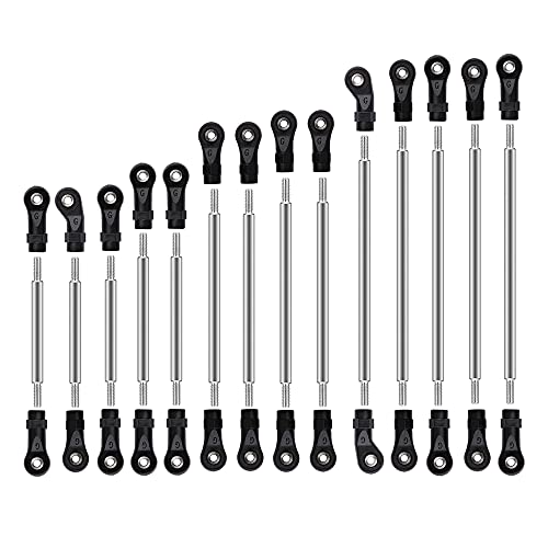 QPAJWAKS T89C 14 Pcs Edelstahl Links Linkage Zugstange Unmontiert Kit for 1/10 RC Crawler Auto TRX6 Upgrade Teile QPAJWAKS T89C 14 Pcs Edelstahl Links Linkage Zugstange Unmontiert Kit for 1/10 RC Crawler Auto TRX6 Upgrade Teile von QPAJWAKS