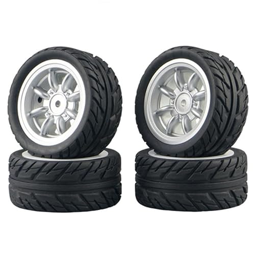 QPAJWAKS T89C 4-teiliger Gummireifen-Radreifen for SG1603 SG1604 SG1605 UD1601 UD1602 UD1603 UD1604 1/16 RC-Auto-Upgrade-Teile, Silber von QPAJWAKS