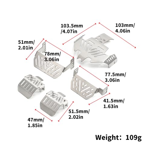 QPAJWAKS TRX4 Edelstahl Chassis Rüstung Schutz Anti-Rutsch-Platte for 1/10 RC Crawler TRX-4(B) von QPAJWAKS