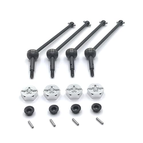 QPAJWAKS Upgrade Front & R Innenbordwelle 12mm Adapter for Wltoys 144001 02 144010 124016 124017 18 19 RC Auto Teil Metall CVD Schwarz Fahrer Welle(Silver) von QPAJWAKS