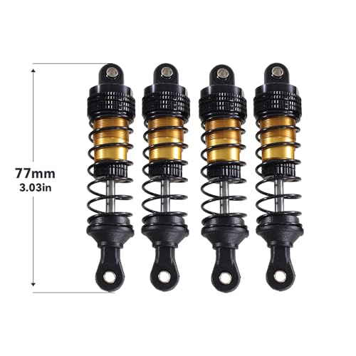 QPAJWAKS Verbesserter Stoßdämpfer for SCY 16101 16102 Pro Wltoys 124008 144001 124017 MJX Hyper Go 16207 16208 16210 14301 14210 RC Auto(77mm-Golden) von QPAJWAKS
