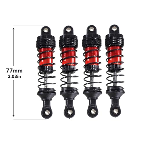 QPAJWAKS Verbesserter Stoßdämpfer for SCY 16101 16102 Pro Wltoys 124008 144001 124017 MJX Hyper Go 16207 16208 16210 14301 14210 RC Auto(77mm-Red) von QPAJWAKS