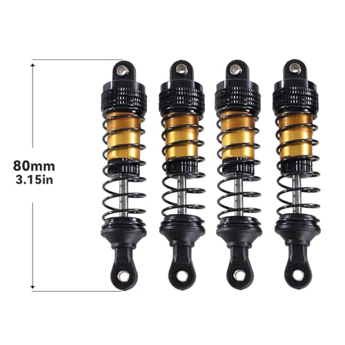 QPAJWAKS Verbesserter Stoßdämpfer for SCY 16101 16102 Pro Wltoys 124008 144001 124017 MJX Hyper Go 16207 16208 16210 14301 14210 RC Auto(80mm-Golden) von QPAJWAKS