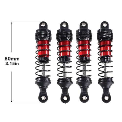 QPAJWAKS Verbesserter Stoßdämpfer for SCY 16101 16102 Pro Wltoys 124008 144001 124017 MJX Hyper Go 16207 16208 16210 14301 14210 RC Auto(80mm-Red) von QPAJWAKS