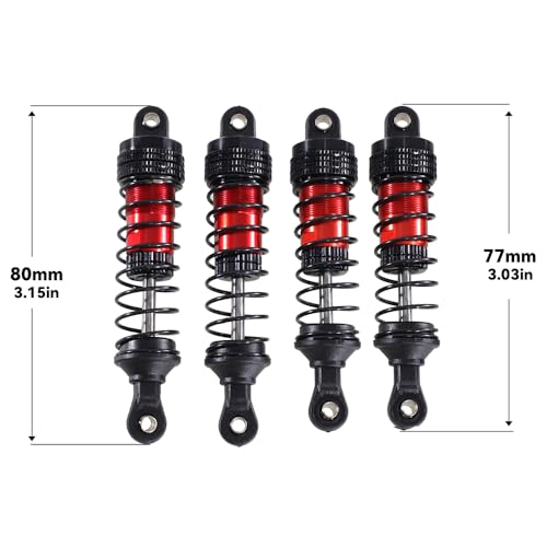 QPAJWAKS Verbesserter Stoßdämpfer for SCY 16101 16102 Pro Wltoys 124008 144001 124017 MJX Hyper Go 16207 16208 16210 14301 14210 RC Auto(Rood) von QPAJWAKS