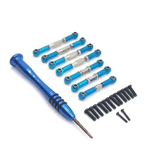QPAJWAKS WLtoys 144002 144001 124016 124017 124018 124019 RC Auto Upgrade Teile Metall Verknüpfung Servo Pull Spurstange Set(Sky Blue) von QPAJWAKS