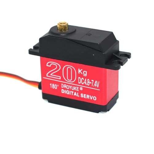 QPAJWAKS Wasserdichter 20KG 25KG 30KG 35KG Servo 180 Grad 270 Grad Großes Drehmoment Digital Servo Metallgetriebe 25T Servoarm for RC Auto LKW(1x20kg 180 Degree) von QPAJWAKS