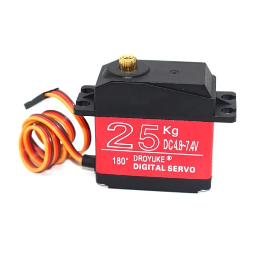 QPAJWAKS Wasserdichter 20KG 25KG 30KG 35KG Servo 180 Grad 270 Grad Großes Drehmoment Digital Servo Metallgetriebe 25T Servoarm for RC Auto LKW(1x25kg 180 Degree) von QPAJWAKS
