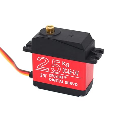 QPAJWAKS Wasserdichter 20KG 25KG 30KG 35KG Servo 180 Grad 270 Grad Großes Drehmoment Digital Servo Metallgetriebe 25T Servoarm for RC Auto LKW(1x25kg 270 Degree) von QPAJWAKS