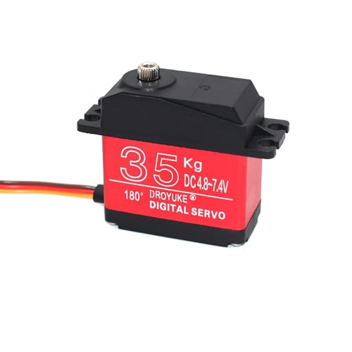 QPAJWAKS Wasserdichter 20KG 25KG 30KG 35KG Servo 180 Grad 270 Grad Großes Drehmoment Digital Servo Metallgetriebe 25T Servoarm for RC Auto LKW(1x35kg 180 Degree) von QPAJWAKS
