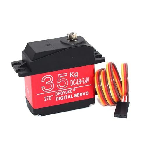 QPAJWAKS Wasserdichter 20KG 25KG 30KG 35KG Servo 180 Grad 270 Grad Großes Drehmoment Digital Servo Metallgetriebe 25T Servoarm for RC Auto LKW(1x35kg 270 Degree) von QPAJWAKS