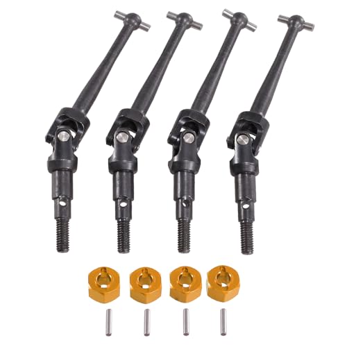 QPAJWAKS for MJX Hyper go 1/16 16207 16208 16209 16210 H16 RC Auto Rad Hex Metall CVD Antriebswelle Rad Schloss Mutter Upgrade Teile Schwarz(Gold) von QPAJWAKS