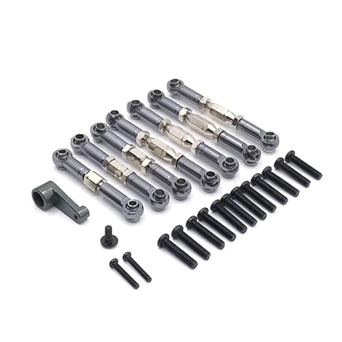 QPAJWAKS for Wltoys 144002 144001 144010 124016 124017 124018 124019 RC Auto Metall Verknüpfung Servo Pull Spurstange Set Servo Arme(Gray) von QPAJWAKS
