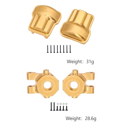 TRX4M Brass Front Rear Axle Weight Steering Knuckle Diff Cover Wheel Hex Hub for Traxxas 1/18 RC Crawler TRX-4M Upgrade Parts(2Pcs add 2Pcs) von QPAJWAKS