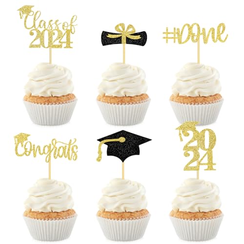 Cupcake-Aufsätze der Klasse 2024, Happpy Graduation Cupcake Picks für Congrats Grade Dekorationen, 2024 Grad Dekor, Glückwünsche, High School College Graduation Party Dekorationen Cupcake-Aufsätze der Klasse 2024, Happpy Graduation Cupcake Picks für Congrats Grade Dekorationen, 2024 Grad Dekor, Glückwünsche, High School College Graduation Party Dekorationen von QPARTYFIRE