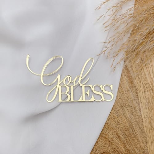 Tortenaufsatz "God Bless", Acryl, goldfarben, für Taufe, Erstkommunion, göttliche Feier, Taufe Tortenaufsatz "God Bless", Acryl, goldfarben, für Taufe, Erstkommunion, göttliche Feier, Taufe von QPARTYFIRE