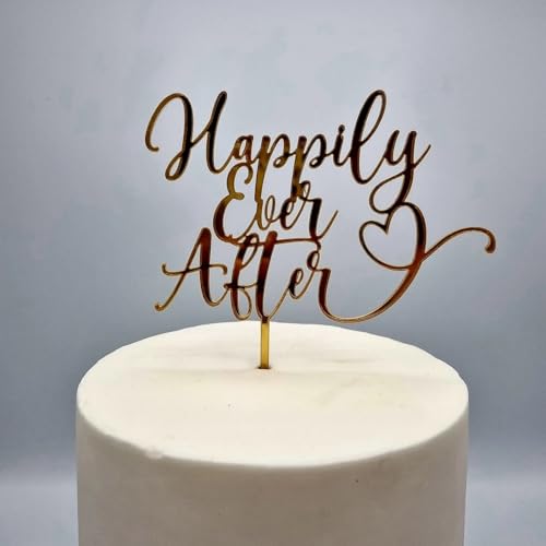 Tortenaufsatz "Happy Ever After", goldfarben, Acryl, für Hochzeit, Verlobung, Brautparty, Gelübde-Verlängerung, Jubiläumsparty-Dekoration Tortenaufsatz "Happy Ever After", goldfarben, Acryl, für Hochzeit, Verlobung, Brautparty, Gelübde-Verlängerung, Jubiläumsparty-Dekoration von QPARTYFIRE