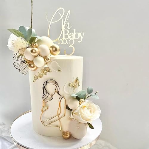 Tortenaufsatz für Schwangere, Baby-Party, Schwangerschaft, Acryl, für Geschlecht enthüllen, Kuchendekoration, Schwangerschaftsankündigung/Wecome, Baby-Partyzubehör (02) von QPARTYFIRE