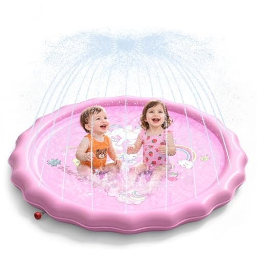 QPAU 67" Wasserspielmatte für Kinder – Outdoor-Splashpad für Kleinkinder 1-3+, rutschfestes PVC, einstellbare Wasserhöhe, Sommer-Spaß für Garten & Gartenpartys von QPAU