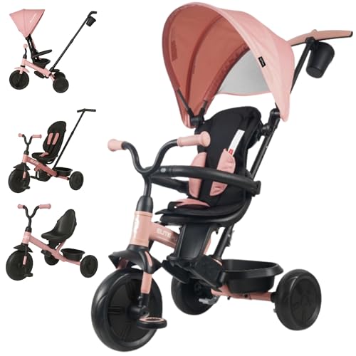 Qplay Elite Platinum Evolutionäres Dreirad mit um 360° drehbarem Sitz | für Kinder von 10 bis 36 Monaten - elterliche Kontrolle, XL-Verdeck, Fußstütze und Metallrahmen - Farben Grau, Grün und Rosa Qplay Elite Platinum Evolutionäres Dreirad mit um 360° drehbarem Sitz | für Kinder von 10 bis 36 Monaten - elterliche Kontrolle, XL-Verdeck, Fußstütze und Metallrahmen - Farben Grau, Grün und Rosa von QPLAY