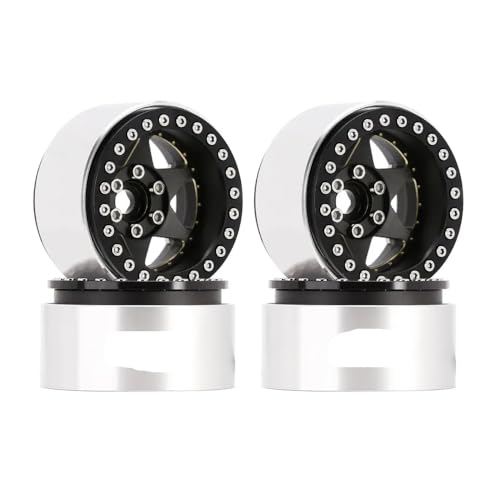 143G Super Heavy Messing und Aluminium Deep Dish 1,9 Zoll Beadlock Rad Rim kompatibel mit 1 10 -Skala -RC -Crawler -Modellen wie VS4 10 Gen8 W1958(4PCS W1958BK) von QPSJXN