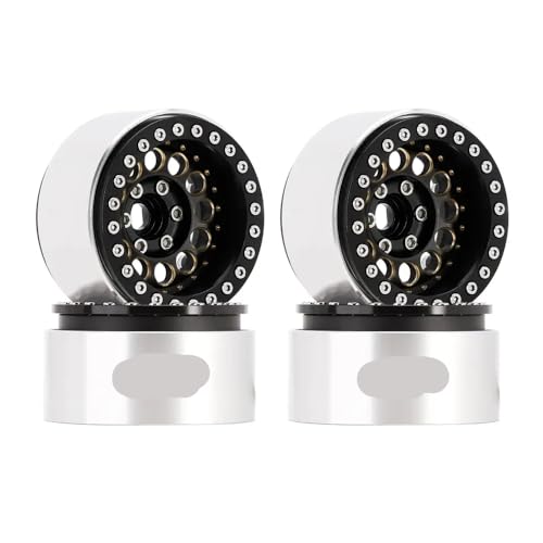 153g Messing und Aluminium Deep Dish 1,9 Zoll Beadlock Wheel Rand kompatibel mit 1 10 -Skala -RC -Crawler VS4 10 Gen8 W1957 Passt ähnliche Modellfahrzeuge an(4PCS W1957BK) von QPSJXN