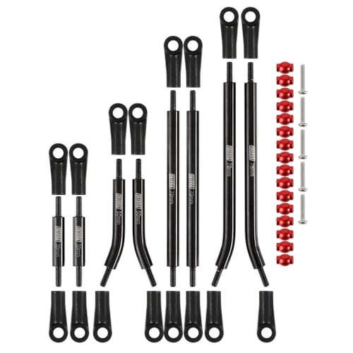 4 Links Set Edelstahl -Upgrade -Teile -Freigabe Clearance kompatibel mit 1 24 -Skala -RC -Crawler -Modellen wie SCX24 Fits Power Wagon Style LKWs(Chassis Links Black) von QPSJXN