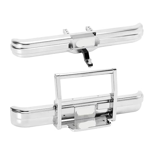 Aluminium vorderen Heck -Stoßfänger kompatibel mit 1 10 -Skala FMS FCX10 K5 Upgrade Teile Chrome Version(Both) von QPSJXN