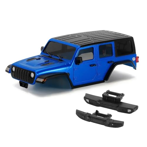 QPSJXN 1/18 RC Crawler Hardtop Body mit ABS-Material 6.10 Zoll Radstand vorderen Heck-Stoßstangen kompatibel mit dem Chassis-Modell 4M-66 im Bronco-Stil(Blue) von QPSJXN