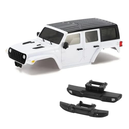 QPSJXN 1/18 RC Crawler Hardtop Body mit ABS-Material 6.10 Zoll Radstand vorderen Heck-Stoßstangen kompatibel mit dem Chassis-Modell 4M-66 im Bronco-Stil(Unpainted White) von QPSJXN
