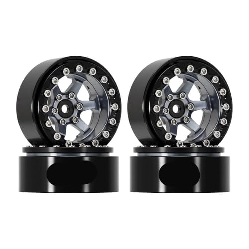 QPSJXN 1,3 "Aluminium -Beadlock -Räder mit 5,25 -mm -Versatz W1313 für 1/24 1/18 RC -Crawler -Autos im Maßstab mit verschiedenen Fahrzeugen der Fernbedienung von Off -Straße kompatibel(W1313BG) von QPSJXN