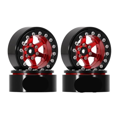 QPSJXN 1,3 "Aluminium -Beadlock -Räder mit 5,25 -mm -Versatz W1313 für 1/24 1/18 RC -Crawler -Autos im Maßstab mit verschiedenen Fahrzeugen der Fernbedienung von Off -Straße kompatibel(W1313RD) von QPSJXN
