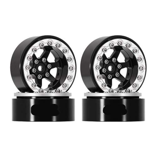 QPSJXN 1,3 "Aluminium -Beadlock -Räder mit 5,25 -mm -Versatz W1313 für 1/24 1/18 RC -Crawler -Autos im Maßstab mit verschiedenen Fahrzeugen der Fernbedienung von Off -Straße kompatibel(W1313SB) von QPSJXN
