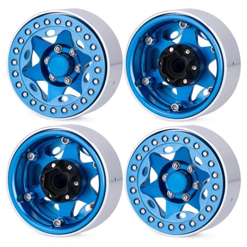 QPSJXN 1,9 Aluminium Beadlock Wheel Rim kompatibel mit 1 10 -Skala -RC -Crawler -Autos wie TRX6- und Gen8 D110 -Modellen(Blue) von QPSJXN