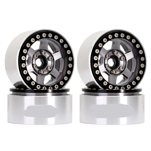 QPSJXN 1,9 "CNC-Aluminium 6-Speichen-Beadlock-Rand Hub für 1 10 Skala RC Crawler Cars kompatibel mit Modellen wie Gen8 und VS4-10 Teilenummer W1947(W1947BG) von QPSJXN