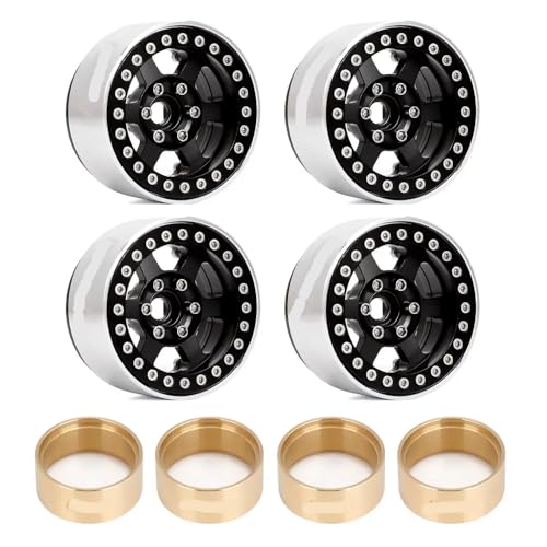 QPSJXN 1,9 "CNC-Aluminium 6-Speichen-Beadlock-Rand Hub für 1 10 Skala RC Crawler Cars kompatibel mit Modellen wie Gen8 und VS4-10 Teilenummer W1947(W1947BK-1944) von QPSJXN