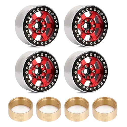QPSJXN 1,9 "CNC-Aluminium 6-Speichen-Beadlock-Rand Hub für 1 10 Skala RC Crawler Cars kompatibel mit Modellen wie Gen8 und VS4-10 Teilenummer W1947(W1947RD-1944) von QPSJXN