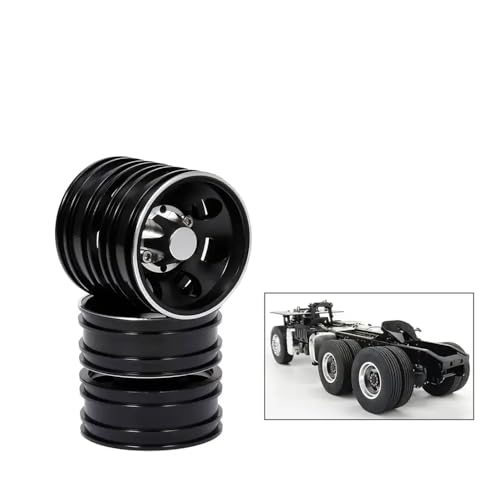 QPSJXN 10 Spoke Aluminium Rim Set für 1/14 RC -Kletteranhänger, die mit verschiedenen Modellen kompatibel sind(Black Rear Hub) von QPSJXN