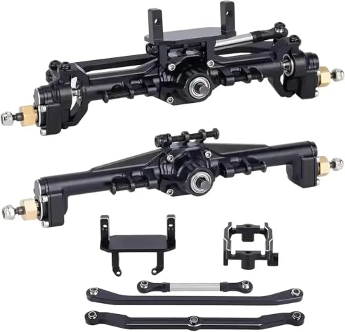 QPSJXN 109,6 g Aluminium erweiterte 20 -mm -Portalachse mit Zwei Servosmontage, die mit 1/18 RC Crawler Car Upgrade -Teilen kompatibel sind(Black) von QPSJXN