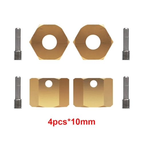 QPSJXN 12 mm verlängerte Rad Hex Messing -Adapter 4PCs für 1,9 UTB RC Crawler kompatibel mit Modellen AXI03004 und AXI03007(SCX10 III Brass 10mm) von QPSJXN
