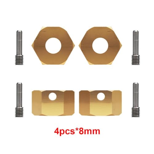 QPSJXN 12 mm verlängerte Rad Hex Messing -Adapter 4PCs für 1,9 UTB RC Crawler kompatibel mit Modellen AXI03004 und AXI03007(SCX10 III Brass 8mm) von QPSJXN