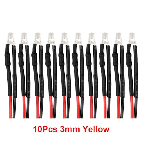QPSJXN 3mm 5 mm 12 V -LED -Licht für RC Crawler Car DIY -Teile 5 Farboptionen kompatibel mit verschiedenen Modellen(10pcs 3mm Yellow) von QPSJXN