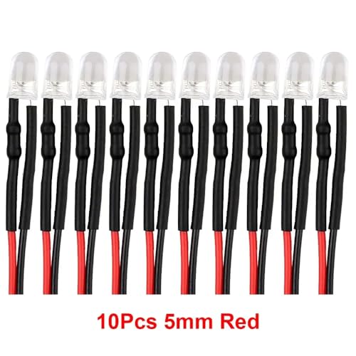 QPSJXN 3mm 5 mm 12 V -LED -Licht für RC Crawler Car DIY -Teile 5 Farboptionen kompatibel mit verschiedenen Modellen(10pcs 5mm Red) von QPSJXN