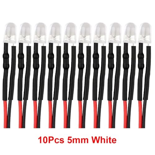 QPSJXN 3mm 5 mm 12 V -LED -Licht für RC Crawler Car DIY -Teile 5 Farboptionen kompatibel mit verschiedenen Modellen(10pcs 5mm White) von QPSJXN