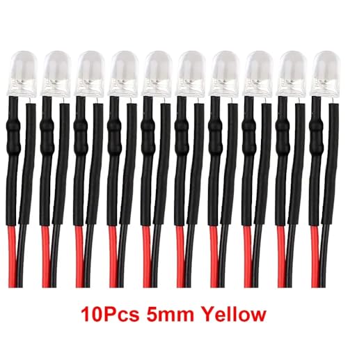QPSJXN 3mm 5 mm 12 V -LED -Licht für RC Crawler Car DIY -Teile 5 Farboptionen kompatibel mit verschiedenen Modellen(10pcs 5mm Yellow) von QPSJXN