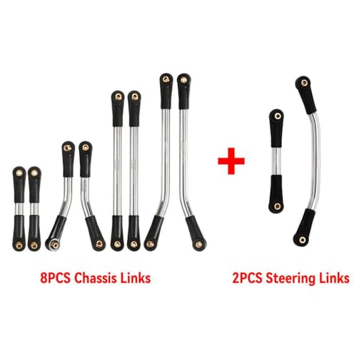 QPSJXN 4 Links Set Edelstahl -Upgrade -Teile, die mit 1 24 -Skala -RC -Crawler -Modellen wie SCX24 STADBOLT B17 Clearance -Links kompatibel sind(10PCS Links Silver) von QPSJXN