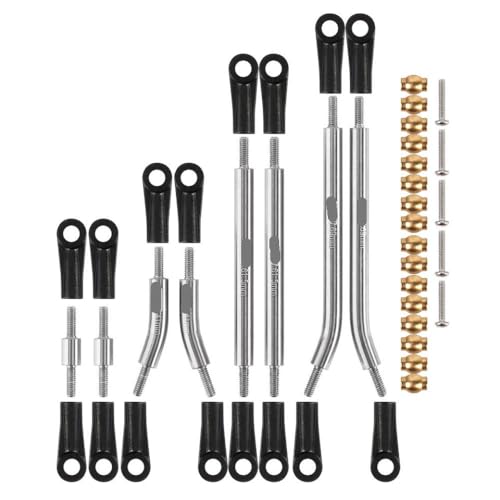 QPSJXN 4 Links Set Edelstahl -Upgrade -Teile, die mit 1 24 -Skala -RC -Crawler -Modellen wie SCX24 STADBOLT B17 Clearance -Links kompatibel sind(Chassis Links Silver) von QPSJXN