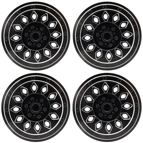 QPSJXN 4PCS Aluminiumrad -Hub -Randkompatibel mit SCX6 1: 6 Skala RC Crawler Car Accessoires(Black) von QPSJXN
