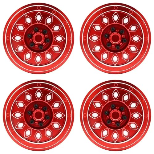 QPSJXN 4PCS Aluminiumrad -Hub -Randkompatibel mit SCX6 1: 6 Skala RC Crawler Car Accessoires(Red) von QPSJXN