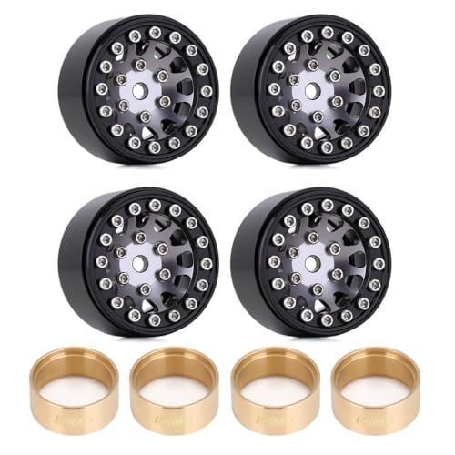 QPSJXN 4pcs 1,0 Zoll Beadlock -Felgen kompatibel mit 1/24 1/18 RC -Crawler -Autos von 1/24 1/18, wie SCX24 AX24 Enduro24 Modell W1049(W1049BG-45) von QPSJXN